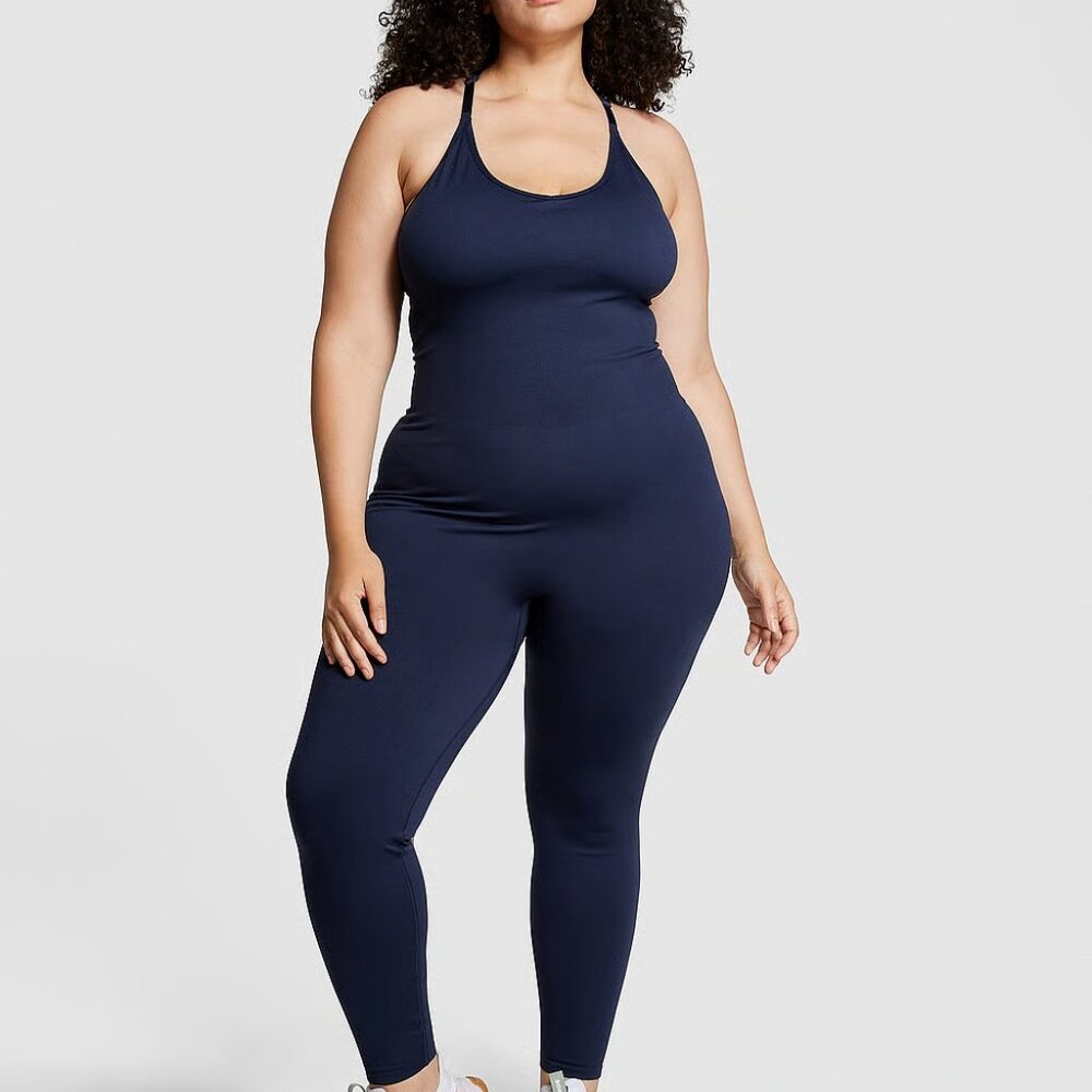 PINK Navy Seamless‎ Workout Onesie SZ XL NWT